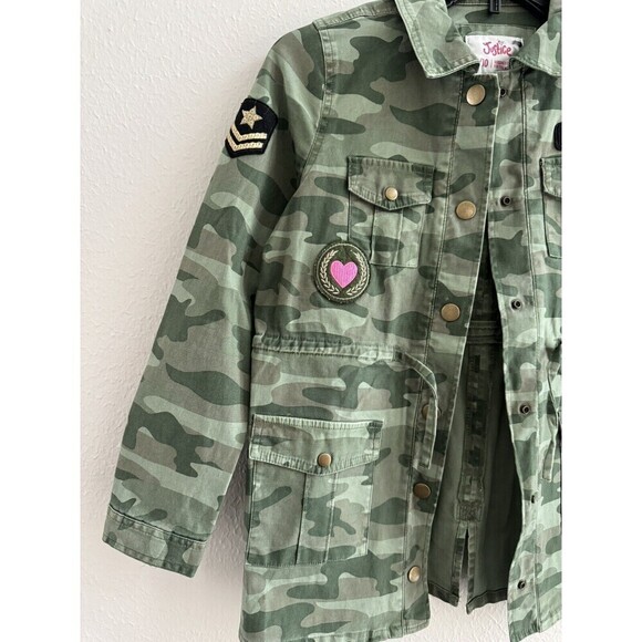 Justice Girls Camouflage Drawstring Waist Button Down Jacket Size 6/7 - Picture 3 of 15